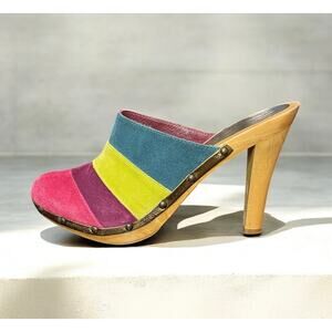 Y2K Coach P614 Katy Suede Striped Mule Size 8B